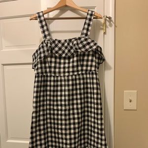 VGUC J CREW size 12 black white gingham midi dress
